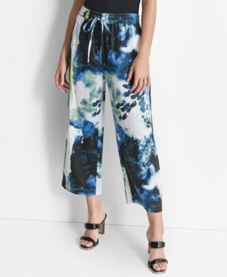DKNY - Women's Printed-Linen Pull-On Pants