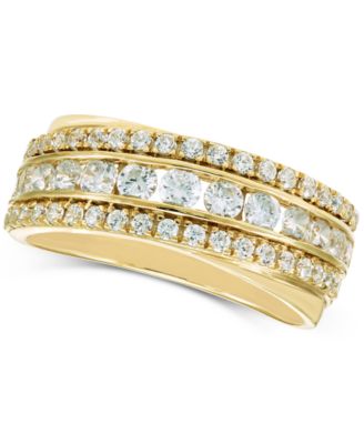 Macy's - Diamond Triple Row Diagonal Band (1 ct. t.w.) in 10k Gold