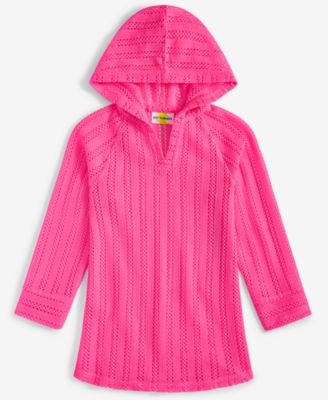 Epic Threads - Little Girls Long-Sleeve Hooded Mesh Swim Cover-Up