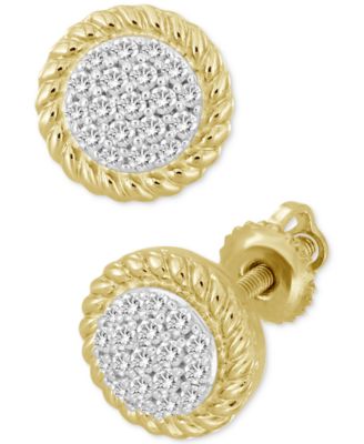 Macy's - Diamond Rope-Framed Circle Stud Earrings (1/4 ct. t.w.) in 10k Gold