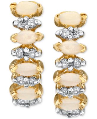 Macy's - Diamond & Opal Drop Earrings (3/4 ct. t.w.) in 14k Yellow Gold