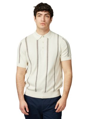 Ben Sherman - Men's Regular-Fit Stripe Jacquard Polo Shirt
