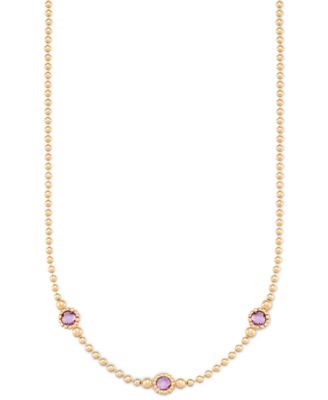 Macy's - Amethyst Three Stone Bezel 18" Collar Necklace (3 ct. t.w.) in 14k Gold-Plated Sterling Silver