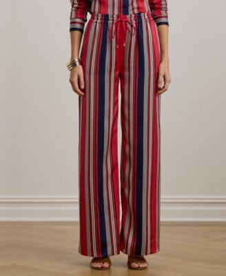 Lauren Ralph Lauren - Women's Striped Satin Charmeuse Wide-Leg Pants