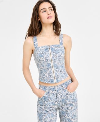 Levi's - Women's Cotton Floral-Print Zippered Bustier Top