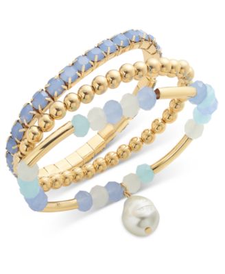 On 34th - Gold-Tone 3-Pc. Set Beaded Stretch Bracelet