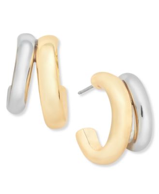 On 34th - Two-Tone Double Hoop Earrings