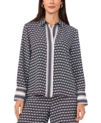 Vince Camuto - Women's Printed Long-Sleeve Blouse