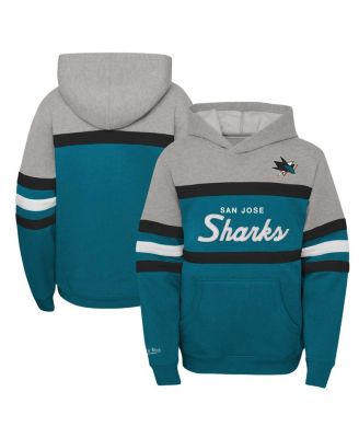 Mitchell & Ness - Big Boys and Girls Teal San Jose Sharks Head Coach Pullover Hoodie