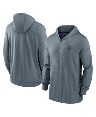 Nike - Men's Gray Minnesota Vikings 2022/23 Sideline Pop Performance Full-Zip Hoodie