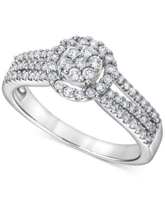 Macy's - Diamond Halo Multirow Ring (1/2 ct. t.w.) in 10k White Gold