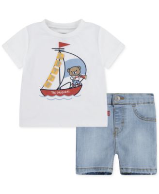 Levi's - Baby 2-Pc. Sailing T-Shirt & Denim Shorts Set