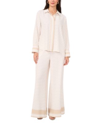 Vince Camuto - Women's Printed Mid-Rise Wide Leg-Pants