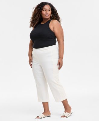 JM Collection - Plus Size Lace-Stripe Capri Pants