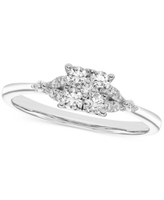 Macy's - Diamond Squared Cluster Engagement Ring (1/3 ct. t.w.) in 14k White Gold