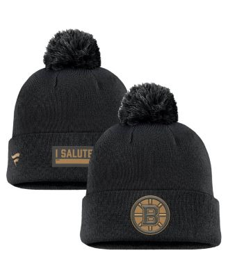 Fanatics - Men's Black Boston Bruins Military Appreciation Cuffed Knit Hat with Pom
