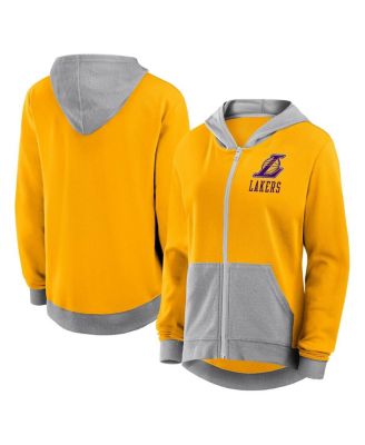 Logo Athletic - Women's Gold Los Angeles Lakers Hit It French Terry Full-Zip Hoodie