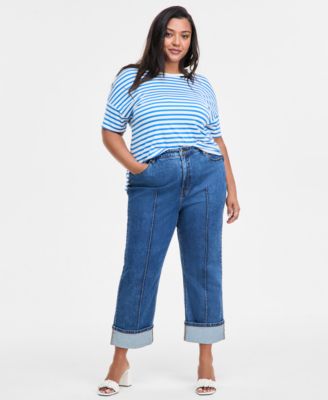 On 34th - Trendy Plus Size High-Rise Cuffed Straight-Leg Jeans