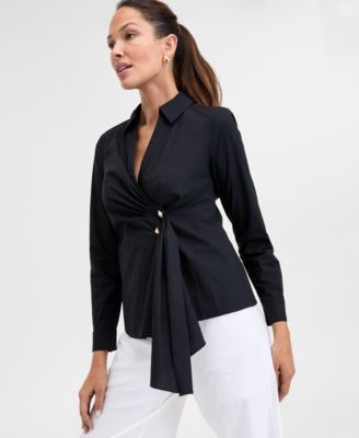 I.N.C. International Concepts - Women's Cotton Drape-Front Top