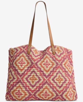 Style & Co - Extra-Large Geo Pattern Straw Tote