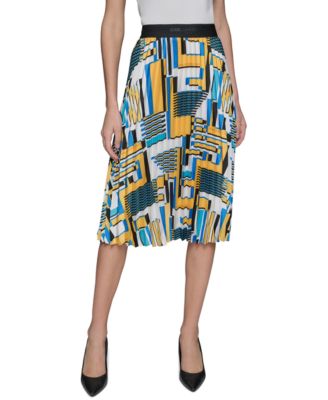 KARL LAGERFELD PARIS - Women's Geo-Print Pleated Skirt