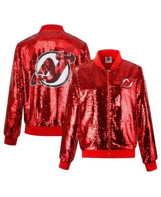 Cuce - Women's Red New Jersey Devils Sequin Full-Zip Jacket