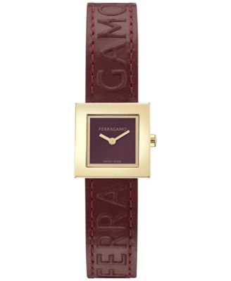 Ferragamo - Women's Swiss Portrait Burgundy Leather Strap Watch 20mm
