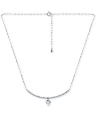 Giani Bernini - Cubic Zirconia Heart Pendant Necklace (2-1/20 ct. t.w.) in Sterling Silver, 16" + 2" extender