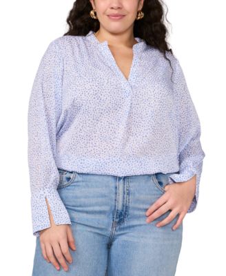 Vince Camuto - Plus Size Split-Neck Long-Sleeve Blouse