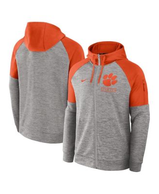 Nike - Men's Heather Gray Clemson Tigers Fitness Raglan&nbsp;Performance Full-Zip Hoodie