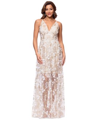 XSCAPE - Women's Sequin Embellished V-Neck Sleeveless Gown