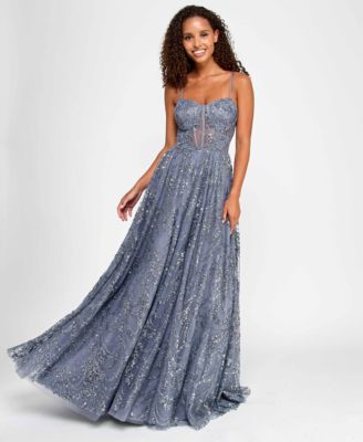 City Studios - Juniors' Glitter Sequin Mesh Ball Gown