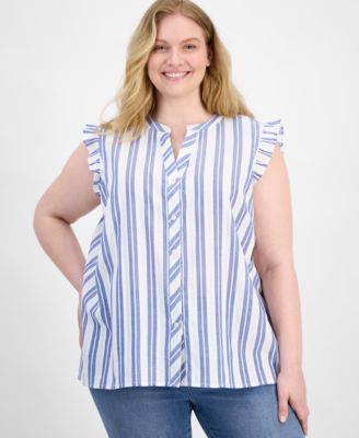 Tommy Hilfiger - Plus Size Striped Cotton Top
