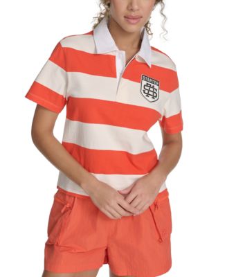 Starter - Women's Cotton Rugby-Stripe Logo Polo Shirt