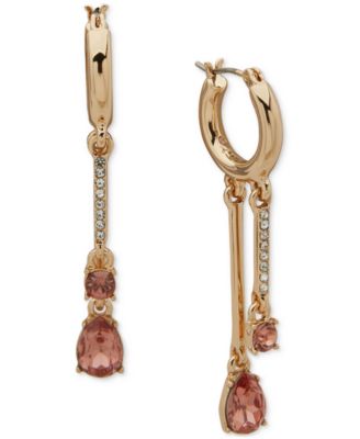 KARL LAGERFELD PARIS - Gold-Tone Pav&eacute; & Color Stone Shaky Charm Hoop Earrings