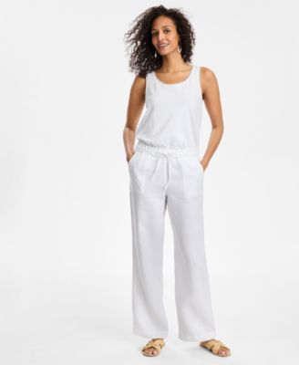 Charter Club - High-Rise Linen Drawstring Pants