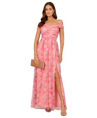 Adrianna Papell - Women's Floral-Print Off-The-Shoulder Gown