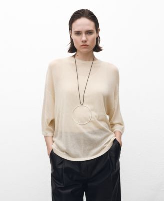 MANGO - Women's Oversize Short Sleeve Sweater