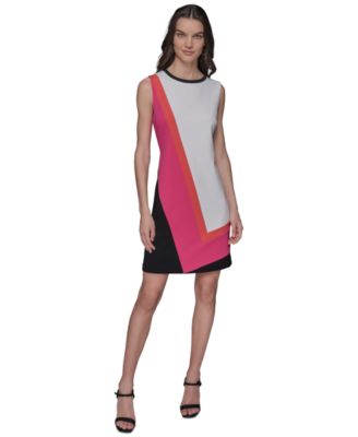 KARL LAGERFELD PARIS - Women's Scuba A-Line Colorblocked Dress