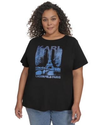 KARL LAGERFELD PARIS - Plus Size Embellished Eiffel Tower Tee