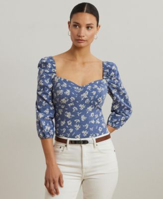 Lauren Ralph Lauren - Women's Floral Slub Jersey Puff-Sleeve Top
