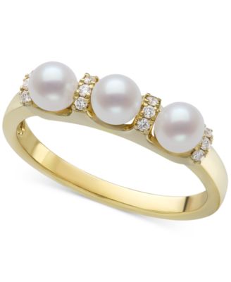 Belle de Mer - Cultured Freshwater Pearl (4-5mm) & Diamond (1/10 ct. t.w.) Ring in 10k Gold