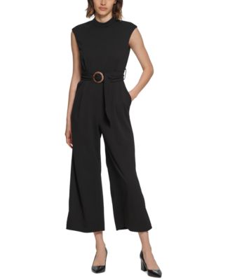 Calvin Klein - Women's Crepe Belted Straight-Leg Jumpsuit