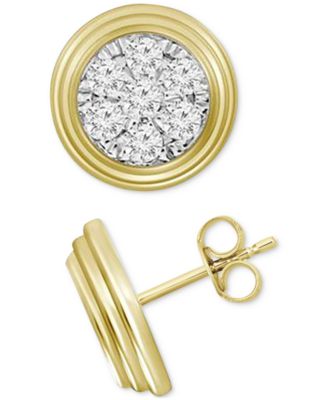 Macy's - Men's Diamond Round Cluster Stud Earrings (1/5 ct. t.w.) in 10k Gold