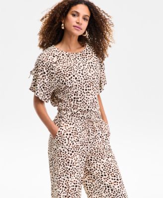 I.N.C. International Concepts - Women's Side-Tie Animal-Print Top