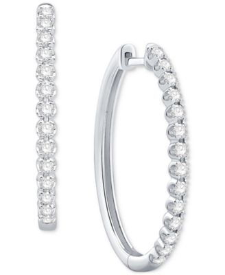 Macy's - Diamond Hoop Earring (3/4 ct.tw.) in 10k White Gold or 10k Yellow Gold