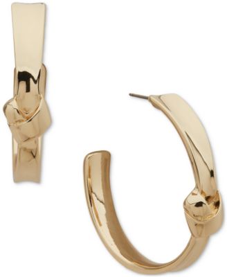 Anne Klein - Gold-Tone Medium Knotted C-Hoop Earrings, 1"