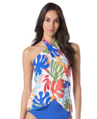 Vince Camuto - Women's Printed Crossover Convertible Tankini Top