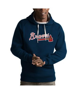 Antigua - Men's Navy Atlanta Braves Victory Pullover Hoodie