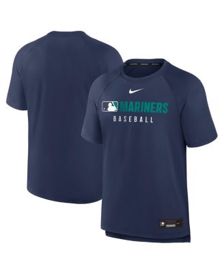Nike - Men's Navy Seattle Mariners Authentic Collection Pregame Raglan Performance T-Shirt